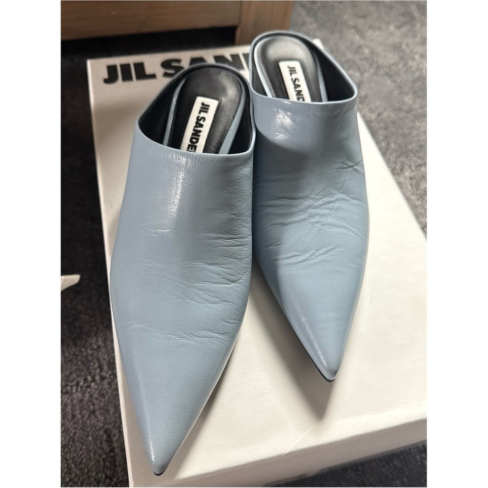 Jil Sander Women's Pointed Mule - Light Blue Leather size 35